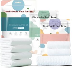 Swingers 7 Pcs Disposable Bed Sheets for Hotel，Portable Bedspread,Disposable Bedding Set with Disposable Bed Sheet, Duvet/Comforter Cover，Pillowcases,facecloth，Bath Towel. (1 Pack)