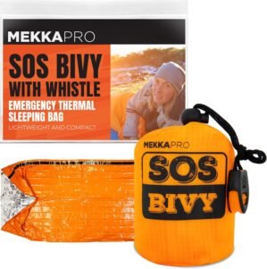 MEKKAPRO SOS Emergency Thermal Bivy Sleeping Bag with Survival Whistle, Survival Bivvy Sack, Mylar Emergency Blanket
