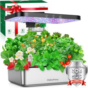 Hydroponics Growing System Indoor Garden – Herb Garden with Grow Light, 15 Pods Stainless Steel Indoor Garden Kit, Auto Timer, Gardening Gift for All Ages