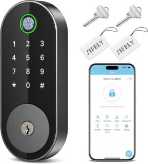 Keyless-Entry Fingerprint Deadbolt Smart Lock: Sifely Smart Lock, Automatic Electronic Keyless Entry Door Lock, Digital Smart Door Lock with Code, Biometric Fingerprint Door Lock with Keypad (Black)