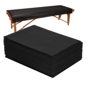 20 PCS Thick Massage Table Sheets Sets Disposable SPA Bed Sheets Non Woven Fabric Lash Bed Cover 31″ X 70″ Black
