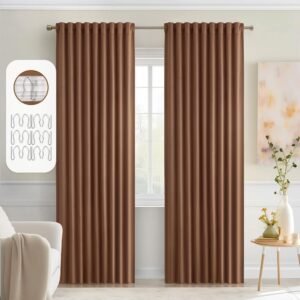 MIULEE Back Tab Blackout Curtains 84 Inch Length 2 Panels Set for Living Room Bedroom, Rod Pocket/Pinch Pleated Thermal Insulated Room Darkening Light Blocking Curtains 52×84 Inch, Cappuccino Brown