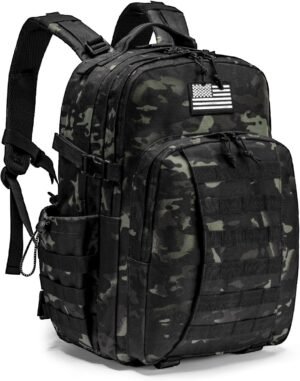 CVLIFE Tactical Backpack for Men Military Army Backpack 40L Large Molle Army Assault Pack Bug out Bag Tactical Military Survival Rucksack for Hiking, Hunting, Travel, Fishing, Camping, Black CP