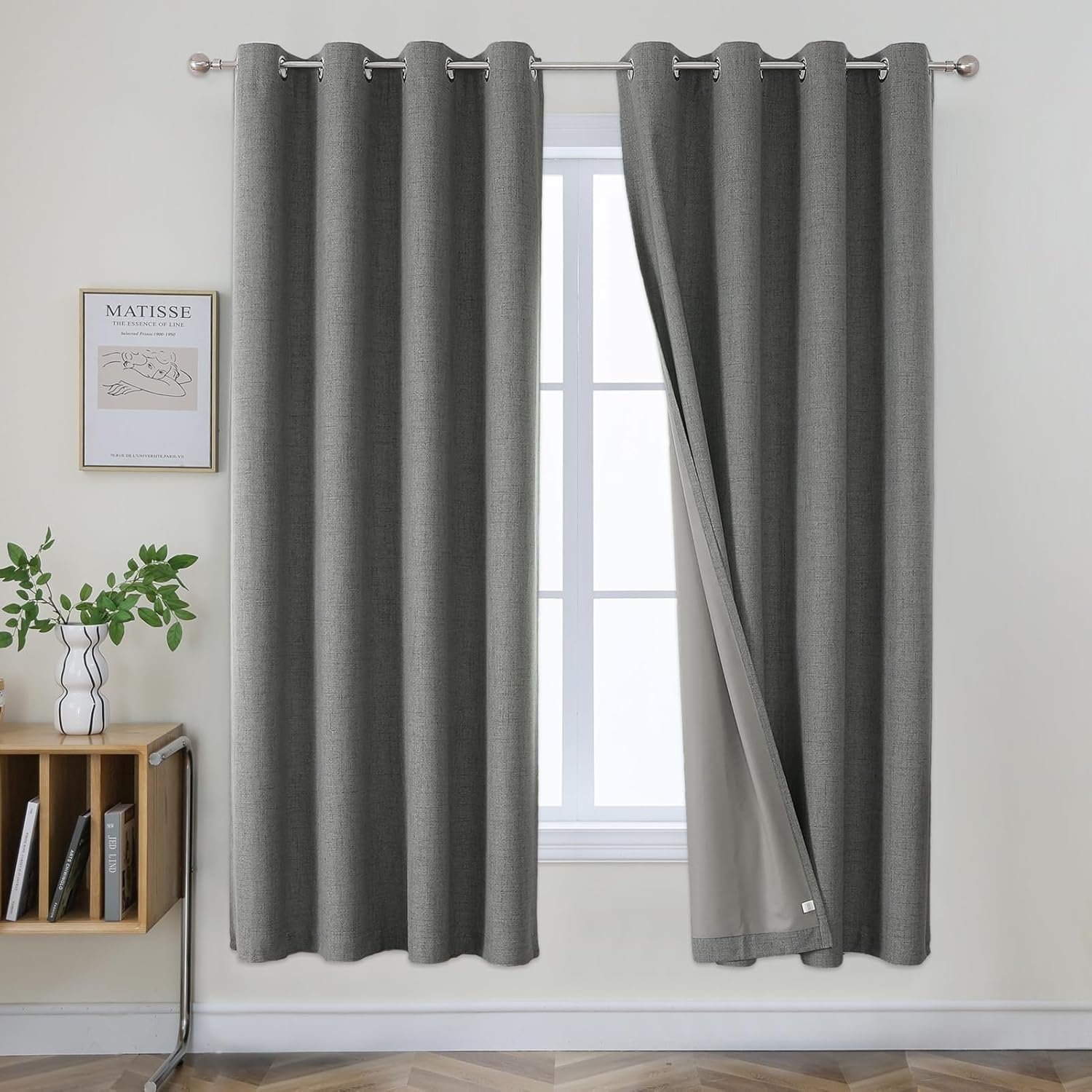 Joydeco Blackout Curtains 72 Inches Long 2 Panels Burg, Room Darkening Curtains for Bedroom, 100% Black Out Textured Thermal Drapes Privacy Protection 2 Panels Set(W52 x L72 Inch, Grey)
