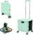 FELICON SELORSS Foldable Utility Cart Folding Portable Rolling Crate Handcart with Durable Heavy Duty Plastic Telescoping Handle Collapsible 4 Rotate Wheels for Travel Shop Move Luggage Office(Green