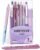 WRITECH Gel Pens Journaling Highlighters: Journal Set Aesthetic Assorted Pastel Color Ink 0.5mm Fine Point Retractable 0.7mm Black Pen Smooth Writing Drawing No Bleed 7ct (Purple)