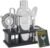 Mixology Bartender Kit – 8-Piece Silver Cocktail Shaker Set with Black Wood Stand, Recipe Cards, and Bar Accessories Ideas