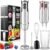 Zulay 4-in-1 Immersion Stick Mixer Hand Blender – 800 Watts, 12 Speeds, 5-ft Power Electric Cord, Handheld Portable, Stainless Steel Blades – With Whisk, Frother & Stick Blender Attachments – Black