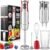 Zulay 4-in-1 Immersion Stick Mixer Hand Blender – 800 Watts, 12 Speeds, 5-ft Power Electric Cord, Handheld Portable, Stainless Steel Blades – With Whisk, Frother & Stick Blender Attachments – Red