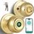 Fingerprint Door Lock, Smart Fingerprint Door Knob with Lock, Biometric Door Lock with App Control & Key, Keyless Thumbprint Entry Door Lock for Bedroom, Front Door, Home, Apartment Office-Brass